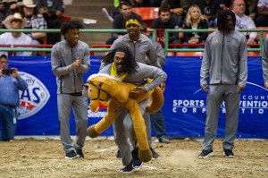 Men playing a game at the Rodeo Bowl