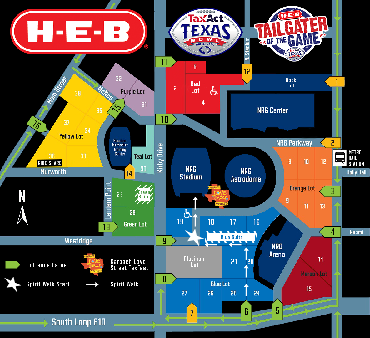 Parking Map for TaxAct Texas Bowl